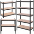 Raft metalic depozitare cu 5 polite MDF, capacitate 675 kg, 75x30x150 cm, negru [10]