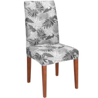 Husa universala pentru scaun, marime universala, poliester si spandex, 38x70cm, gri cu model floral Husa universala pentru scaun, marime universala, poliester si spandex, 38x70cm, gri cu model floral