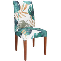 Husa pentru scaun, marime universala, poliester si spandex, 38x70cm, verde cu model floral Husa pentru scaun, marime universala, poliester si spandex, 38x70cm, verde cu model floral