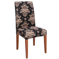 Husa pentru scaun, marime universala, poliester si spandex, 38x70cm, negru, bej Husa pentru scaun, marime universala, poliester si spandex, 38x70cm, negru, bej
