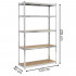 Raft metalic de depozitare cu 5 polite reglabile MDF, structura zincata, capacitate 1000 kg, 120x45x205 cm, gri [24]
