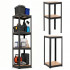 Raft metalic de depozitare cu 4 polite reglabile MDF, capacitate 400 kg, 40x40x180 cm, negru [19]