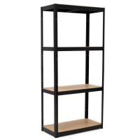 Raft metalic de depozitare cu 4 polite reglabile MDF, capacitate 700 kg, 80x40x174 cm, negru