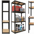 Raft metalic de depozitare cu 4 polite reglabile MDF, capacitate 700 kg, 80x40x174 cm, negru [2]