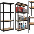 Raft metalic de depozitare cu 4 polite reglabile MDF, capacitate 700 kg, 80x40x174 cm, negru [3]