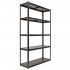 Raft metalic de depozitare cu 5 polite reglabile MDF, capacitate 750 kg, 120x40x200 cm, negru [18]