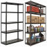 Raft metalic de depozitare cu 5 polite reglabile MDF, capacitate 750 kg, 120x40x200 cm, negru [4]