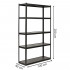 Raft metalic de depozitare cu 5 polite reglabile MDF, capacitate 750 kg, 120x40x200 cm, negru [22]