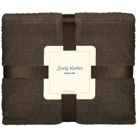 Patura pufoasa pentru 2 persoane, 2 fete, model in relief, 170x210cm, maro