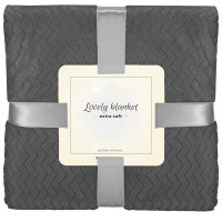 Patura pufoasa pentru 2 persoane, 2 fete, model in relief, 160x220cm, gri grafit Patura pufoasa pentru 2 persoane, 2 fete, model in relief, 160x220cm, gri grafit