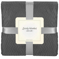 Patura pufoasa pentru 2 persoane, 2 fete, model in relief, 200x220cm, gri inchis Patura pufoasa pentru 2 persoane, 2 fete, model in relief, 200x220cm, gri inchis