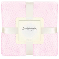 Patura pufoasa pentru 2 persoane, 2 fete, model in relief, 200x220cm, roz pudra