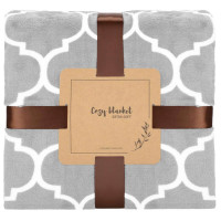 Patura pufoasa pentru 2 persoane, 200x220cm, cu model trifoi marocan, gri Patura pufoasa pentru 2 persoane, 200x220cm, cu model trifoi marocan, gri