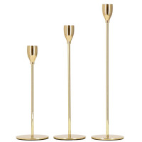 Set 3 suporturi de lumanare din metal, 23, 28 si 33cm, auriu Set 3 suporturi de lumanare din metal, 23, 28 si 33cm, auriu