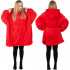 Hanorac tip patura oversize din fleece moale, cu gluga si buzunar mare, rosu [18]