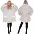 Hanorac tip patura oversize din fleece moale, cu gluga si buzunar mare, gri [15]
