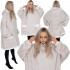 Hanorac tip patura oversize din fleece moale, cu gluga si buzunar mare, gri [16]