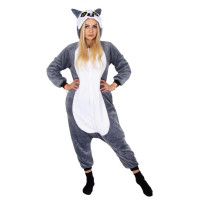 Pijama tip salopeta pentru adulti, model Lemur, marime M Pijama tip salopeta pentru adulti, model Lemur, marime M