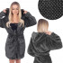 Halat de baie pentru femei pana la genunchi, cu gluga, marimea L/XL, gri inchis [2]