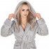 Halat de baie pentru femei pana la genunchi, cu gluga, marimea S/M, gri [5]
