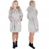 Halat de baie pentru femei pana la genunchi, cu gluga, marimea L/XL, gri [13]