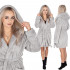 Halat de baie pentru femei pana la genunchi, cu gluga, marimea L/XL, gri [18]