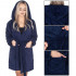 Halat de baie pentru femei pana la genunchi, cu gluga, marimea S/M, albastru marin [12]