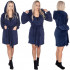 Halat de baie pentru femei pana la genunchi, cu gluga, marimea L/XL, albastru marin [2]