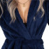 Halat de baie pentru femei pana la genunchi, cu gluga, marimea L/XL, albastru marin [5]