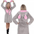 Halat de baie pentru femei pana la genunchi, gluga cu urechi , marimea L/M, gri si nuante de roz [16]