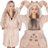 Halat de baie pentru femei pana la genunchi, gluga cu urechi , marimea S/M, bej [14]