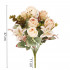 Buchet de flori artificiale din poliester, 10 fire trandafiri si crini, 37cm, crem [13]