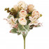 Buchet de flori artificiale din poliester, 10 fire trandafiri si crini, 37cm, crem [5]
