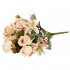 Buchet de flori artificiale din poliester, 10 fire trandafiri si crini, 37cm, crem [8]