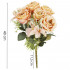 Buchet de flori artificiale din poliester, 9 fire trandafiri, 40cm, roz [14]