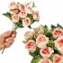 Buchet de flori artificiale din poliester, 10 fire trandafiri, 29cm, roz [4]