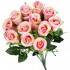 Buchet de flori artificiale din poliester, 12 fire trandafiri, 38cm, roz [14]