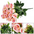 Buchet de flori artificiale din poliester, 12 fire trandafiri, 38cm, roz [7]