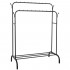 Suport pentru haine cu cadru metalic, cu sina dubla de agatat si carlige cuier, 55x110x146cm, negru [6]