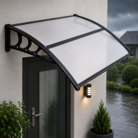 Copertina protectie usa si fereastra, policarbonat cu protectie UV, 120 x 80 cm, negru transparent