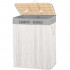 Cos pentru rufe din bambus, pliabil, cu 2 compartimente, volum 105 L, 63x52x33 cm, alb si gri [12]