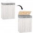 Cos pentru rufe din bambus, pliabil, cu 2 compartimente, volum 105 L, 63x52x33 cm, alb si gri [20]
