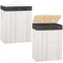 Cos pentru rufe din bambus, pliabil, cu 2 compartimente, volum 105 L, 63x52x33 cm, alb si gri inchis [2]