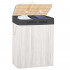 Cos pentru rufe din bambus, pliabil, cu 2 compartimente, volum 105 L, 63x52x33 cm, alb si gri inchis [14]