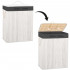 Cos pentru rufe din bambus, pliabil, cu 2 compartimente, volum 105 L, 63x52x33 cm, alb si gri inchis [23]
