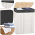 Cos pentru rufe din bambus, pliabil, cu 2 compartimente, volum 105 L, 63x52x33 cm, alb si gri inchis [5]