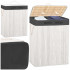 Cos pentru rufe din bambus, pliabil, cu 2 compartimente, volum 105 L, 63x52x33 cm, alb si gri inchis [6]