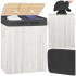 Cos pentru rufe din bambus, pliabil, cu 2 compartimente, volum 105 L, 63x52x33 cm, alb si gri inchis [7]