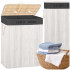 Cos pentru rufe din bambus, pliabil, cu 2 compartimente, volum 105 L, 63x52x33 cm, alb si gri inchis [8]