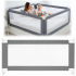 Bariera de siguranta pentru pat, protectie copii, 196 cm, reglabila pe inaltime 75-95 cm, gri [3]